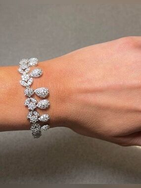 Crystal Teardrop Sterling-Color Bracelet for Women